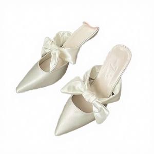 New Fashion Versatile French Satin Pointed Toe Mules Stiletto High Heels Women Platform Summer Outdoor EVA Insole - Product Image 2