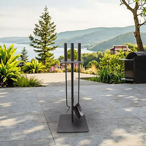 Metallo nero camino <span class=keywords><strong>Pizza</strong></span> <span class=keywords><strong>Set</strong></span> strumenti di <span class=keywords><strong>cottura</strong></span> e accessori per campeggio all'aperto manico in acciaio inox - Product Image 6