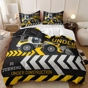 Engineering Vehicle 3D Model Boys Comfortable Soft Bedding Duvet Cover 3 Piece Set