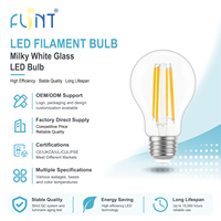 Ampoule LED en verre A19 E26 de haute qualité 4W/8W/12W 2700K Lumière blanche chaude Ra90 Dimmable 15000 heures pour bar, restaurant, hôtel
