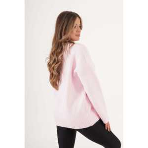 Women's V-Neck <b>Pink</b> Sweater Thick Ribbed <b>Fluffy</b> Vintage Style Print Casual <b>Top</b> Short Length XS Size for Summer Autumn Wholesale - Product Image 1