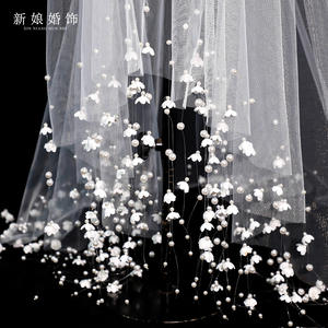 Sf3037f <span class=keywords><strong>2026</strong></span> नई हॉट-सेलिंग टासल पर्सी ब्राइडल गाउन एक्सेसरीज, फोटो प्रोप्स, हस्तनिर्मित नकली मोती घूंघट - Product Image 4