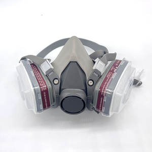 Masker Gas setengah wajah silikon, <span class=keywords><strong>Respirator</strong></span> anti debu 3D filter dapat diganti ganda dengan harga rendah - Product Image 4