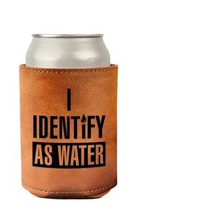 กระเป๋าเก็บความเย็นแบบหนังวินเทจพิมพ์ลาย "I Identify As Water" สำหรับใส่กระป๋องเบียร์ เหมาะสำหรับใช้ในบาร์ งานปาร์ตี้ หรือเป็นของขวัญ - Product Image 2