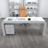 Bureau de direction de luxe en vente chaude, bureau d'ordinateur créatif avec finition brillante, table esthétique, design simple et élégant, bureau de réunion