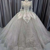 Robe de mariée Jancember CM95 Illusion Neckline avec corsage perlé argenté et jupe à sequins en satin pour événements royaux