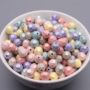 8/10/14mm Sugar Clouds Acrylic Beads Round Shape Faceted Loose Plastic Beads for DIY Handmade Jewelry Making Crafts Rainbow Bag
