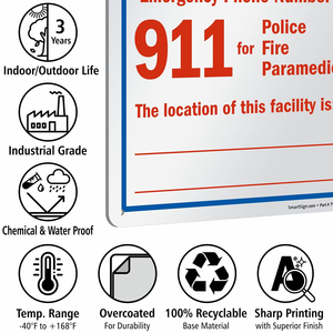 Angepasste Telefon nummer für medizinische Notfälle 911-der Ort dieser Einrichtung ist unter zeichnet Schreib symbol - Product Image 4