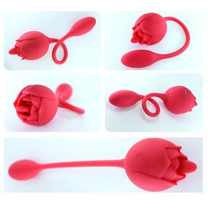 Entrepôt langue léchage et succion rose double tête application contrôle Silicone vibrateur sex toys pour femme adulte sex toys - Product Image 4