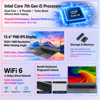 Laptop ODM 15.6 inci FHD IPS Intel Core i5 Generasi ke-7, RAM 8/16GB DDR3 & SSD NGFF 128GB~1TB, Pembuka Kunci Sidik Jari, Keyboard Numerik Backlit