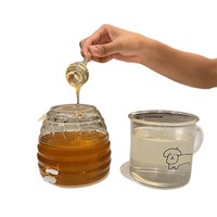 Pot en verre borosilicate moderne et élégant pour la cuisine, de qualité alimentaire, avec couvercle en plastique, pour miel, confiture, café, design hermétique