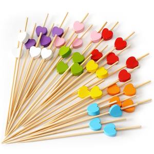 Piques à cocktail jetables écologiques en bambou pour Thanksgiving, en forme de cœur, décoratives pour canapés et amuse-gueules - Product Image 6