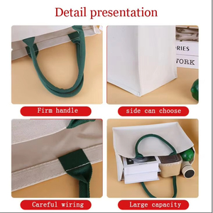 Túi Tote mua sắm thân thiện môi trường thiết kế độc đáo họa tiết chữ cái, làm thủ công bằng vải <span class=keywords><strong>canvas</strong></span> - Product Image 4