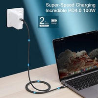 Cable USB4 USB-C de 100W y 40Gbps con revestimiento de PVC/Nylon, conectores chapados en oro, 0.5M/1.2M, carga rápida de 5A para disco duro