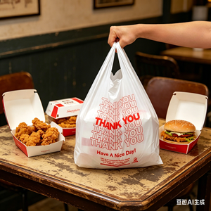 ถุงเสื้อยืด HDPE ทนทาน พร้อมหูหิ้วยาว พิมพ์ลายซิลค์สกรีน ปรับแต่งได้ สำหรับธุรกิจและการช้อปปิ้ง - Product Image 1