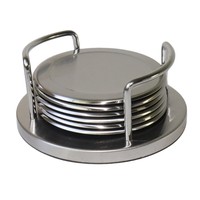 Sous-verres en acier inoxydable pour table à manger, tapis antidérapant avec poignée en EVA, lot de 6 plaques isolantes thermiques de 13 cm de diamètre, design moderne