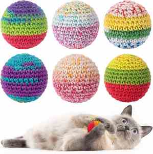 ของเล่นแมวแบบลูกบอลทอมือคุณภาพสูง พร้อมกระดิ่งด้านใน ของเล่นแมวแบบเคี้ยวเล่นได้ สำหรับลูกแมว จัดส่งรวดเร็ว - Product Image 1