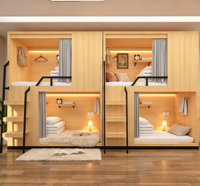 Lit superposé durable en métal et bois pour hôtel et appartement, lit superposé double capsule spatiale, mobilier de dortoir, direct usine