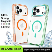 Coque de téléphone magnétique en acrylique, 6 couleurs pastel, anti-jaunissement, transparente pour iPhone 15-17 Pro Max, prise en charge du logo personnalisé