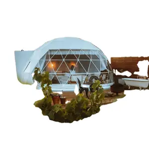 8m for 8-12 people Outdoor Camping Hotel Event Tent Garden Igloo Geodesic Dome Tent House with insulation fireplace for winter