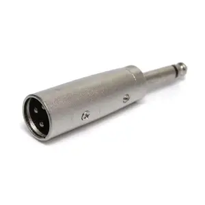 Conector de tomada para microfone macho xlr de 3 pinos mono prateado de 6,35 mm