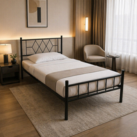 Soldes Usine Minimalistes : Nouveaux Modèles de Cadres de Lit en Métal Noir Pliants Modernes pour Lits Simples et King Size