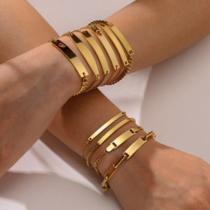 ACEWORKS Various 18K PVD Gold Stainless Steel Charm Bracelets | <b>Engravable</b> Blank Design Laser Customization | Trendy Ball Shape - Product Image 2