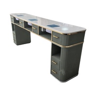 Table de manucure simple personnalisable en bois moderne avec chaise, ensemble professionnel pour salon de manucure commercial, avec collecteur de poussière, respectueux de l'environnement
