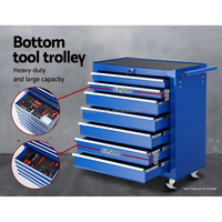 Nouvelle Armoire à Outils à 7 Tiroirs Bleue pour Réparation Automobile, Chariot Roulant Multi-Tiroirs pour Garage