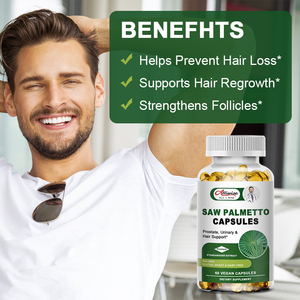 Label pribadi OEM 60 buah kapsul kesehatan prostat & frekuensi buang air kecil Sehat & gergaji aliran Palmetto - Product Image 2