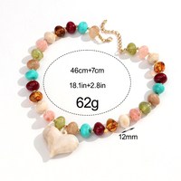 Nouveau collier tendance en résine colorée avec perles géométriques ovales, bijoux d'été, collier avec pendentif cœur en acrylique pour femmes et filles