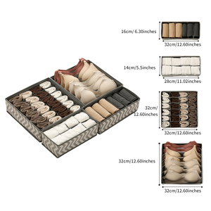 ชุดจัดระเบียบตู้เสื้อผ้าแบบพับได้ 4 ชิ้น รุ่นโมเดิร์น ทำจากอะลูมิเนียมและ <span class=keywords><strong>PET</strong></span> สำหรับเก็บชุดชั้นใน บรา และถุงเท้า ลายทาง - Product Image 5