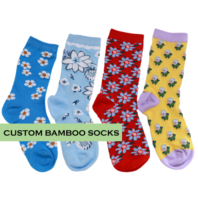 High Quality Custom Oem Socks Breathable Soft Eco-Friendly Quick Dry Bamboo Fiber Jacquard Crew Socks Women Socks for Daily Use