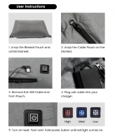 5V Outdoor USB Schnellheizung 3 Heizstufen Akku Wiederaufladbare Elektrische Heizdecke für Auto Zuhause Büro