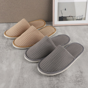 Pantoufles plates de haute qualité, personnalisées, pour chambre et voyage, jetables, pour femmes et hommes, en velours <span class=keywords><strong>lavable</strong></span>, avec semelle en <span class=keywords><strong>éponge</strong></span> EVA - Product Image 2