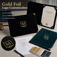 Porte-certificat personnalisé en velours imprimé en typographie, format A4, dossier de luxe pour diplôme, avec logo en feuille d'or, pour la remise des diplômes et les entreprises