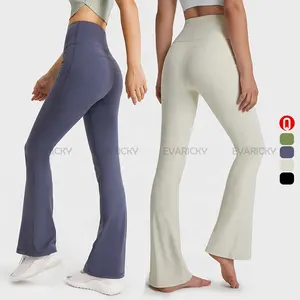 Pantalones de yoga de cintura alta elástica para mujer, calzas deportivas holgadas con control de barriga y pierna ancha para gimnasio y fitness