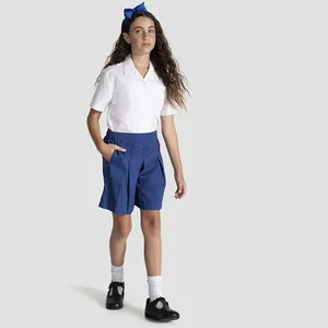 OEM Custom Mädchen gewebte Schule Skorts Shorts und Hemden Schuluniformen