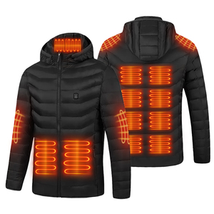 Giacca da Uomo Taglie Forti con 15 Zone di Riscaldamento Giacca Termica Invernale Riscaldata da Esterno Colletto alla Coreana Casual con Cerniera Antivento Colore Nero - Product Image 1
