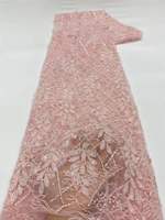 Tissu en dentelle à fleurs 3D, perles et sequins, maille pour robe de mariée, plusieurs couleurs, grand stock, expédition rapide