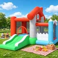 Château gonflable personnalisé avec toboggan pour enfants, idéal pour les fêtes d'anniversaire en extérieur et la location d'événements