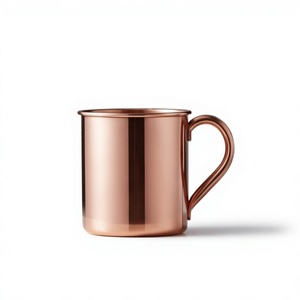 Mug Moscow Mule en cuivre pur poli, tasse à boire en métal massif, récipient traditionnel pour bar à cocktails - Product Image 1