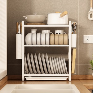 Moderno escurridor doble de acero inoxidable para platos, estrecho, para fregadero, pequeño, con soporte para palillos, para cocina - Product Image 2