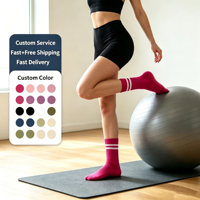 Chaussettes de yoga personnalisées pour femmes avec logo, antidérapantes, antibactériennes, en coton écologique, respirantes, pour le sport, le pilates, impression numérique