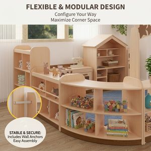 Meuble de rangement en <span class=keywords><strong>bois</strong></span> Montessori pour enfants, étagère ouverte, organisateur de jouets, mobilier pour tout-petits, idéal pour la maternelle et la crèche - Product Image 2