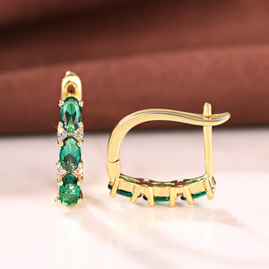 Orecchini a polsino ovali verdi da donna, stile elegante, accessori per l'orecchio da indossare tutti i giorni - Product Image 1