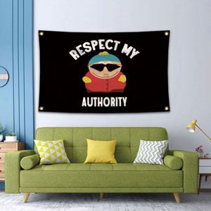 โรงงานขายส่งธงคุณภาพดี โพลีเอสเตอร์ 100D สีสันสดใส รุ่น Respect My Authority พร้อมป้ายโฆษณา - Product Image 5