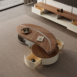 <span class=keywords><strong>Mueble</strong></span> de <span class=keywords><strong>TV</strong></span> Popular, Mesa de Madera Maciza para Sala de Estar, Nuevos Diseños, Mesa de Centro con Forma de Hoja y Soporte de <span class=keywords><strong>TV</strong></span> de MDF, <span class=keywords><strong>Conjunto</strong></span> de Muebles Modernos para el Hogar - Product Image 2