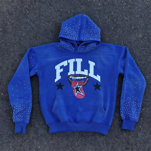 Custom Vintage Printed Rhinestone Embroidered Applique Terry <b>Streetwear</b> Silk Screen Printing Acid Wash Regular Fit 100% Cotton - Product Image 1