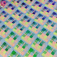 Tissu à paillettes en gros, tissu à paillettes géométrique multicolore extensible irisé en polyester, violet